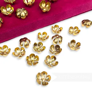 13mm Vintage 1980's Cupped Brass Metal Flowers - 24 Pieces