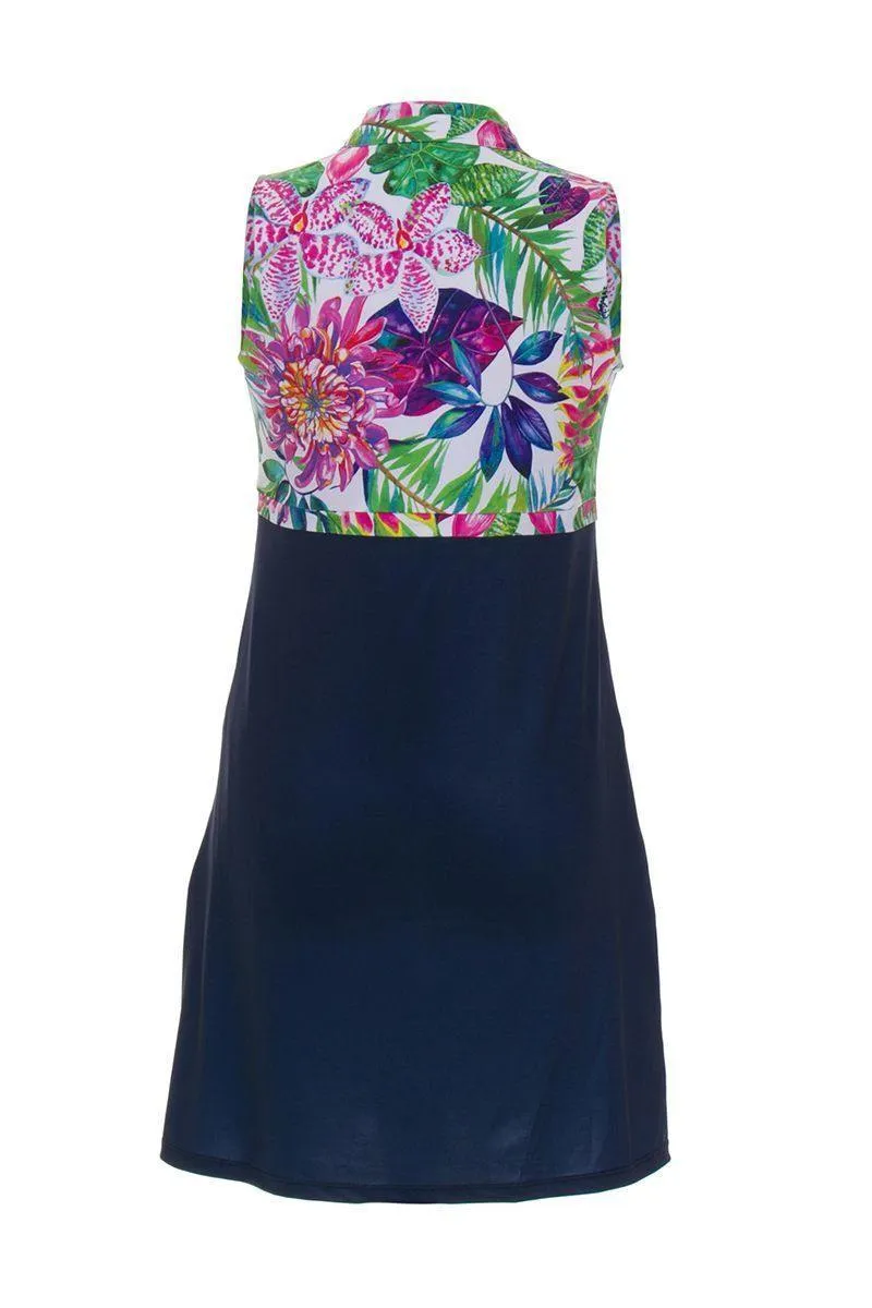 AB SPORT Women's Exotic Floral Navy Golf Dress - EXFL