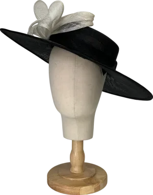 Black And White Wide Brim Ribbon Detail Hat One Size