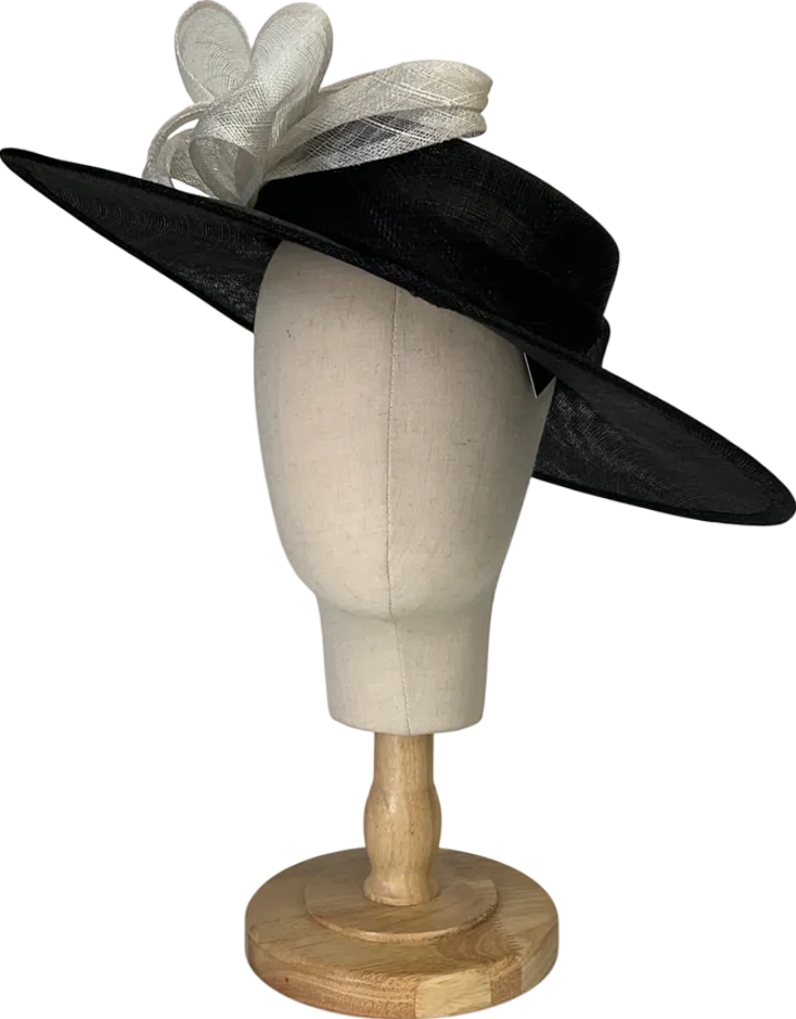 Black And White Wide Brim Ribbon Detail Hat One Size