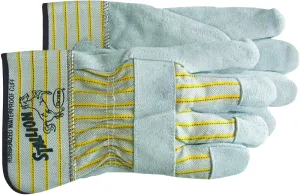 Boss STALLION 1290J Gloves, Men's, Jumbo, Straight Thumb, Rubberized Safety Cuff, Gray/Yellow :PR: QUANTITY: 1