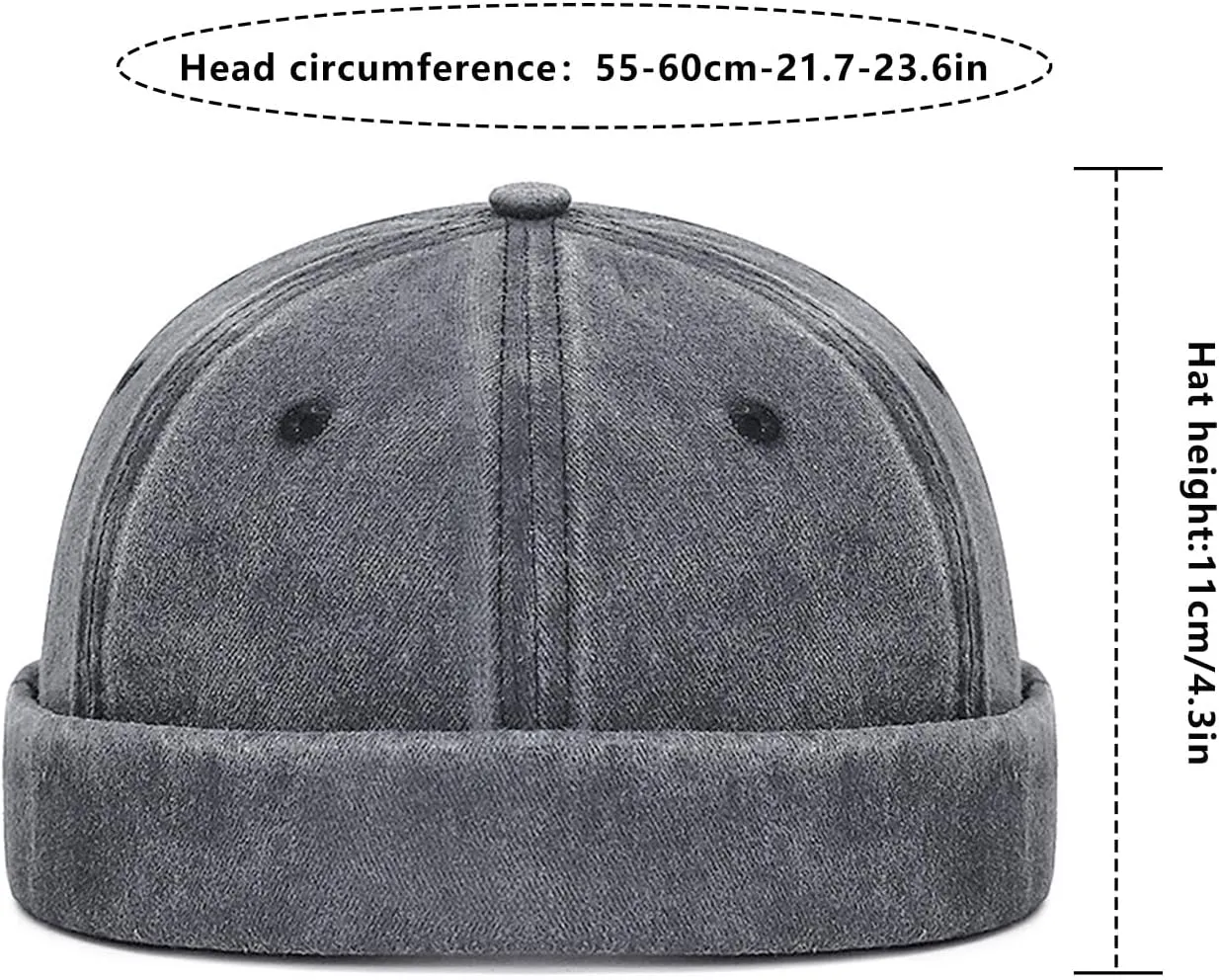 Classic Vintage Sailor Brimless Docker Cap, No Brim Beanie Hat for Mens