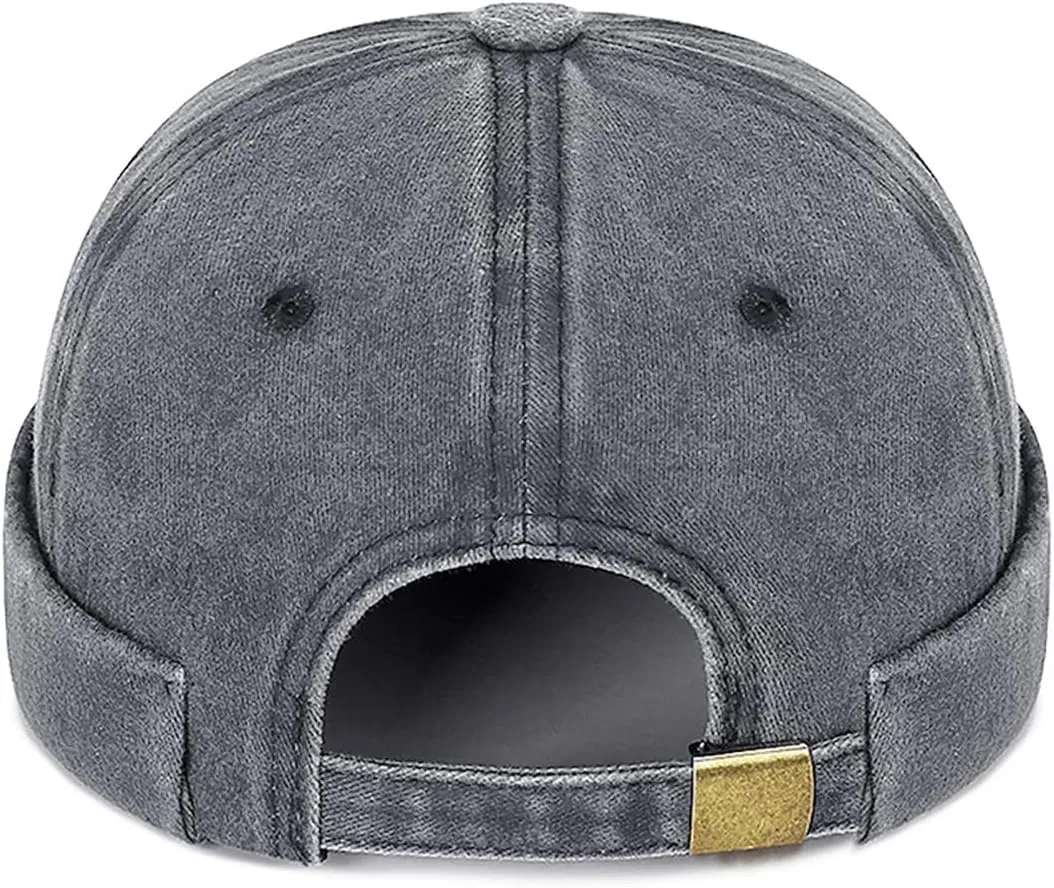 Classic Vintage Sailor Brimless Docker Cap, No Brim Beanie Hat for Mens