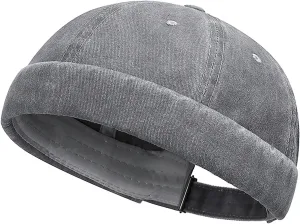 Classic Vintage Sailor Brimless Docker Cap, No Brim Beanie Hat for Mens