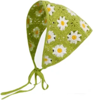 Crochet Hair Bandana Head Kerchief Daisy Knitted Hair Scarf Headband Headwrap for Women Y2k Aesthetic Accessories