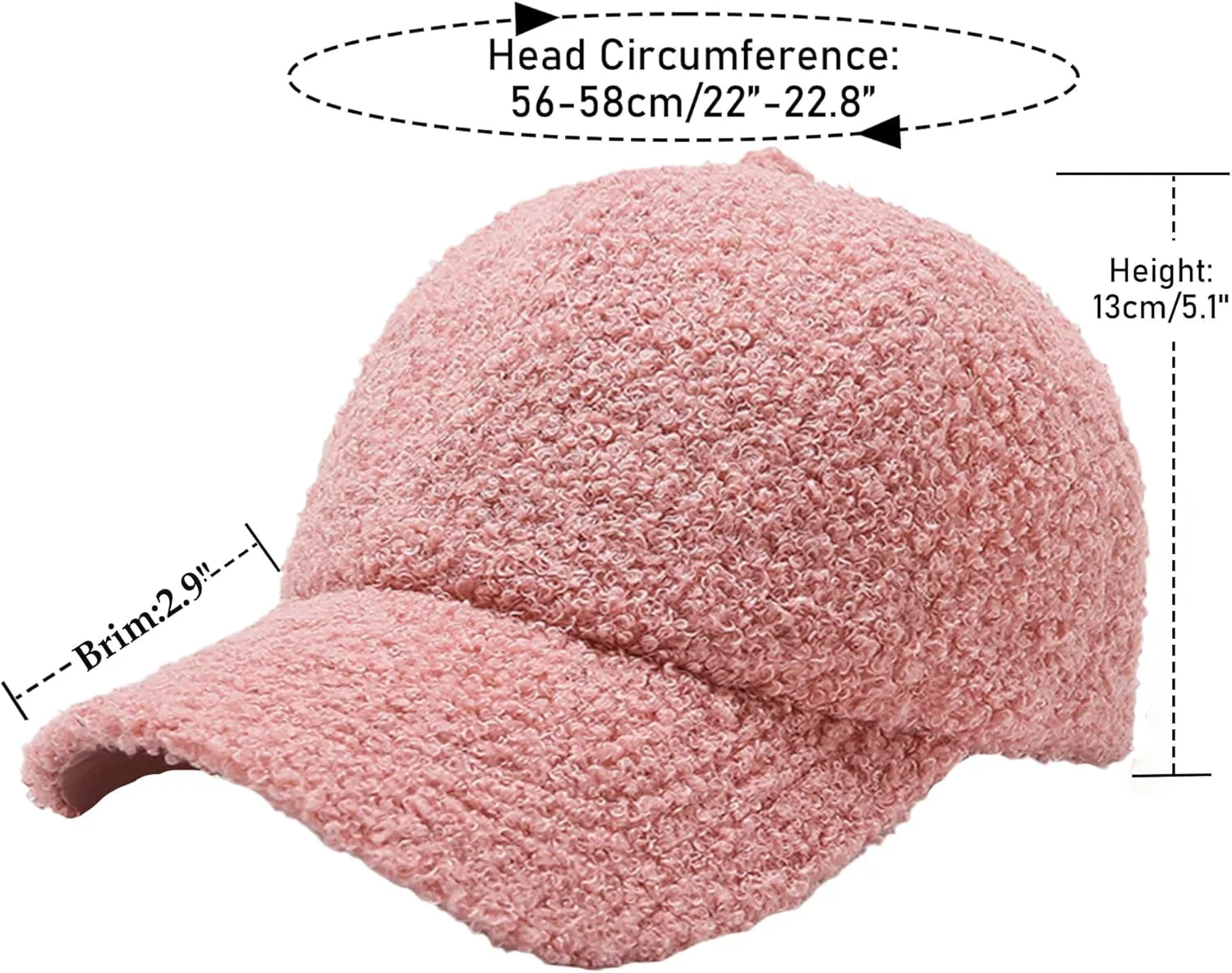 Faux-Sherpa-Baseball-Hat for Women & Men Winter Warm Faux Shearling Baseball Cap Teddy-Fleece Hip-Hop Cap