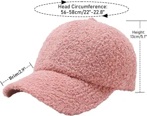 Faux-Sherpa-Baseball-Hat for Women & Men Winter Warm Faux Shearling Baseball Cap Teddy-Fleece Hip-Hop Cap