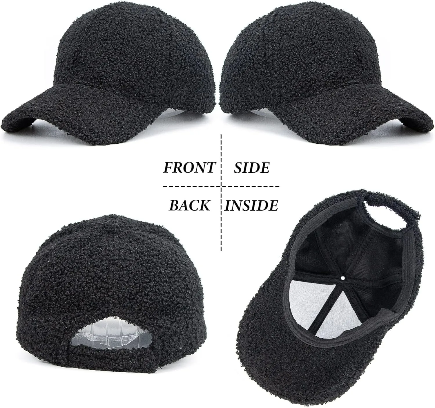 Faux-Sherpa-Baseball-Hat for Women & Men Winter Warm Faux Shearling Baseball Cap Teddy-Fleece Hip-Hop Cap