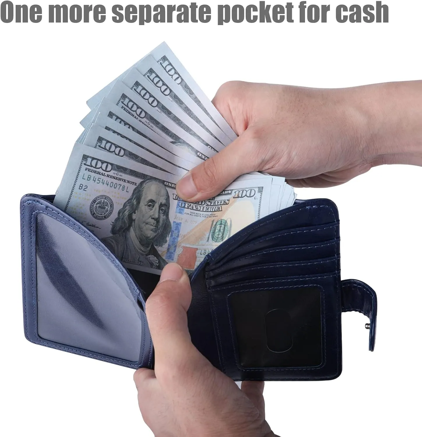 GOAUS Passport Holder with Money Pocket and Card Slots, Men Women Passport Wallet, RFID Blocking Passport Cover, Passport Book Case Dark Blue