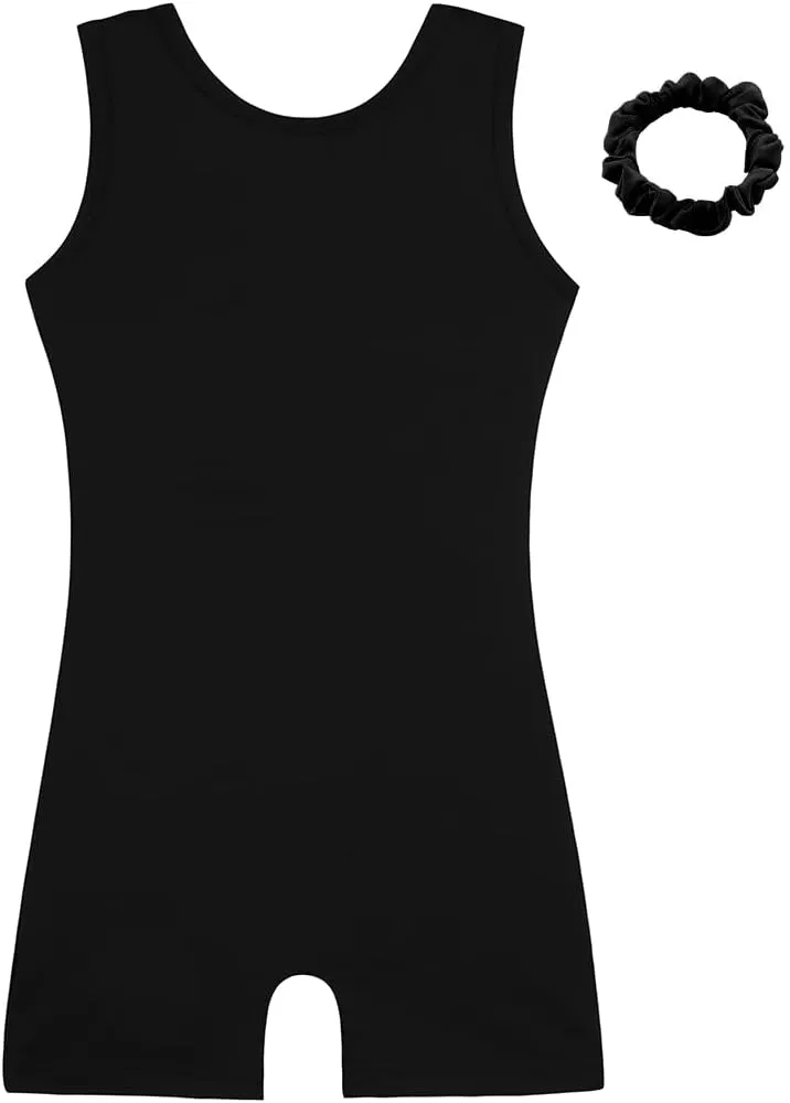 HOZIY Gymnastics Leotards for Girls with Shorts Biketards Dance Tumbling Outfits Matching Scrunchies 1-12 Years Old