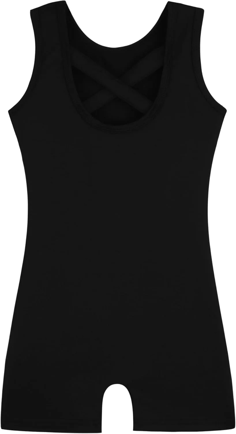 HOZIY Gymnastics Leotards for Girls with Shorts Biketards Dance Tumbling Outfits Matching Scrunchies 1-12 Years Old