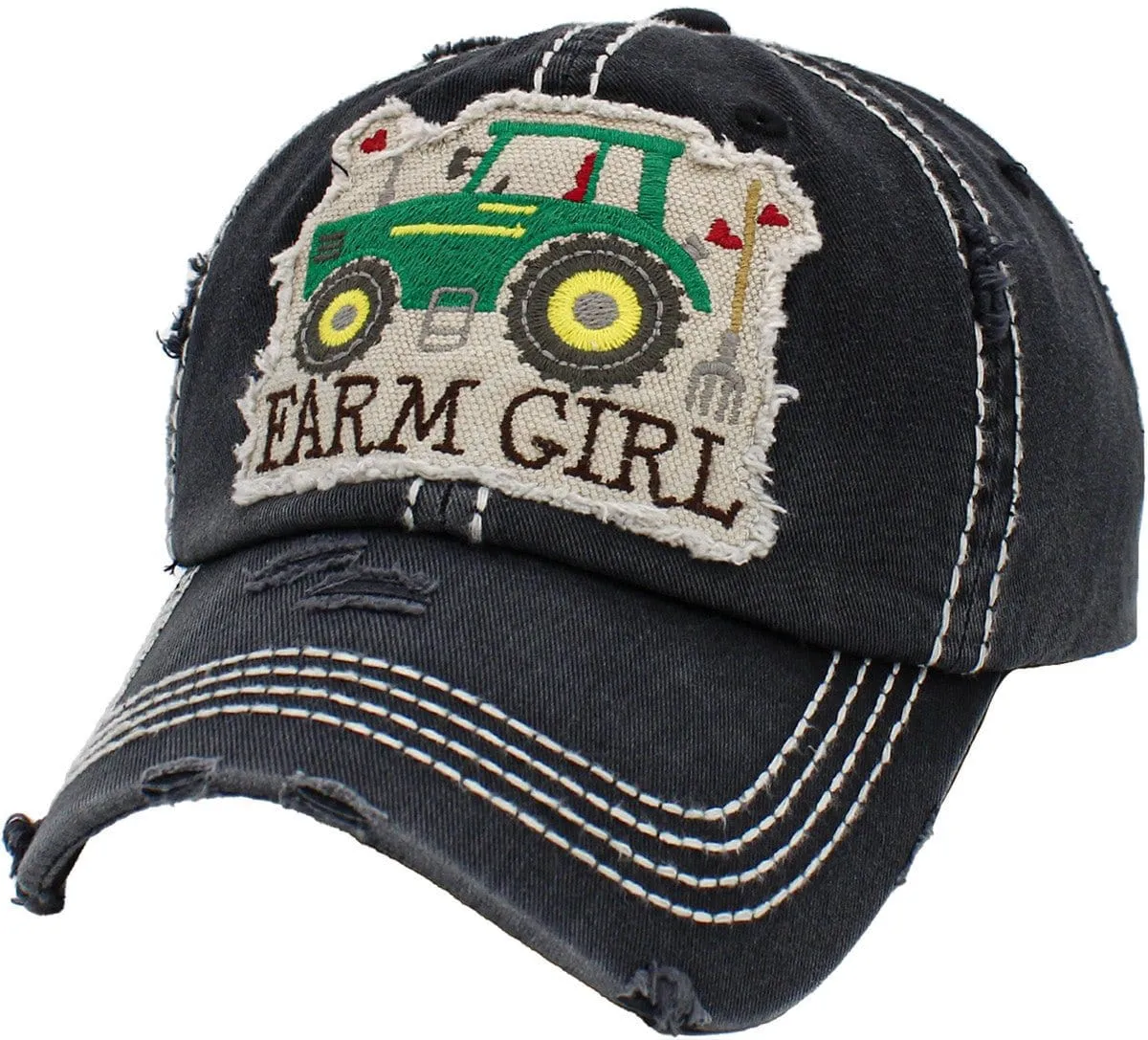 KBV1280 "Farm Girl" Washed Vintage Ballcap