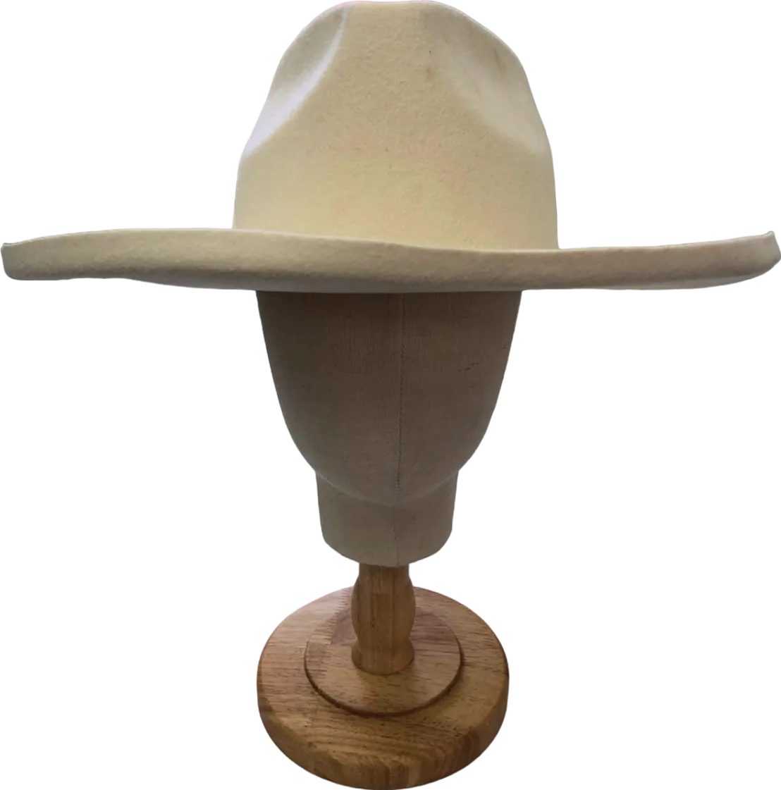 Keyone White Wool Felt Wide-Brim Hat L