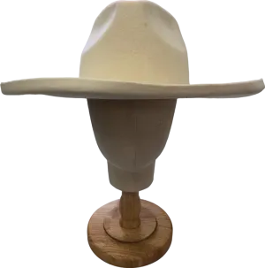 Keyone White Wool Felt Wide-Brim Hat L