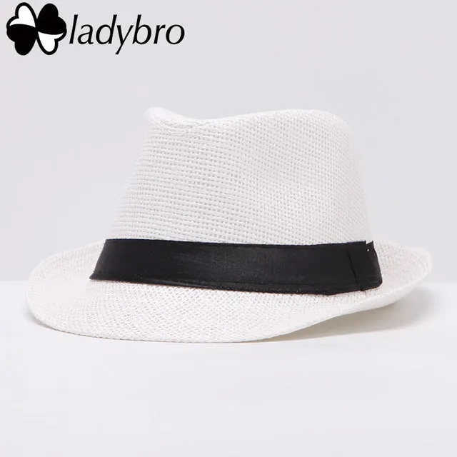 Ladybro Women Hat For Men Hat Ladies Summer Beach Cap Sun Hat Female Panama Straw Male Gangster Trilby Fashion Sun Visor Cap