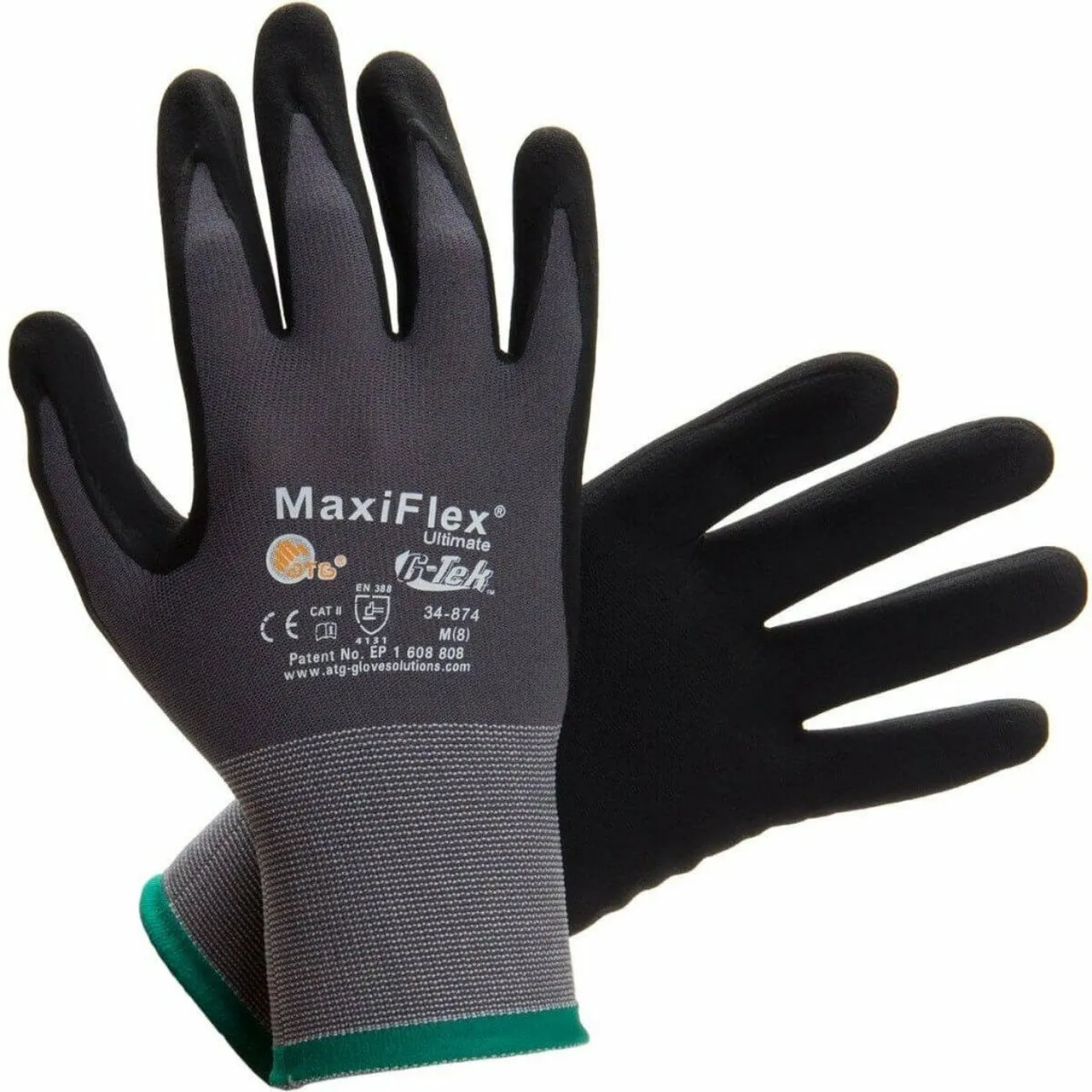 MaxiFlex Ultimate Seamless Knit Nylon / Elastane Glove with Nitrile Coated MicroFoam Grip on Palm & Fingers, 34-874, 1 Pair