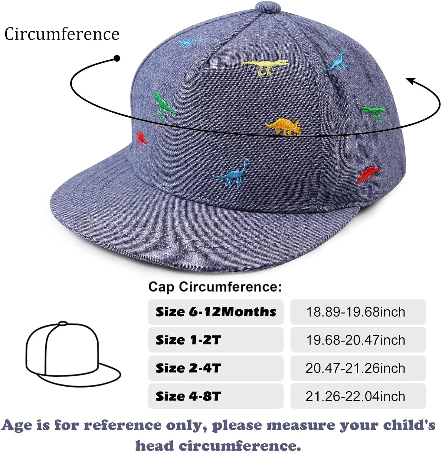 Peecabe Toddler Baseball Hat Novelty Boy Girl Sun Cap Flat Brim Kid Baseball Hats 6M-8Y