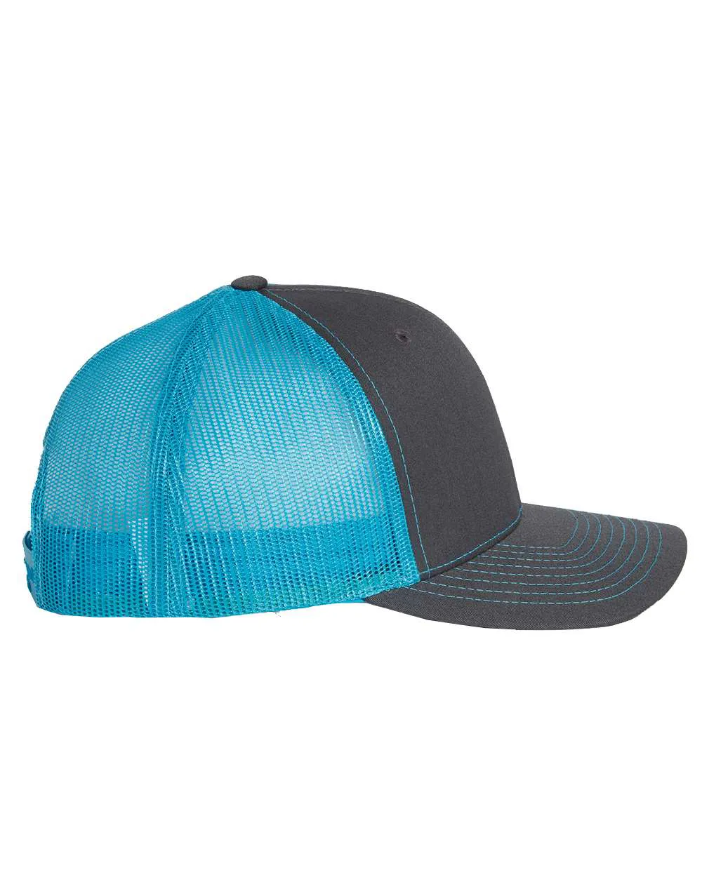 Richardson 112 Trucker Hat - Charcoal / Neon Blue