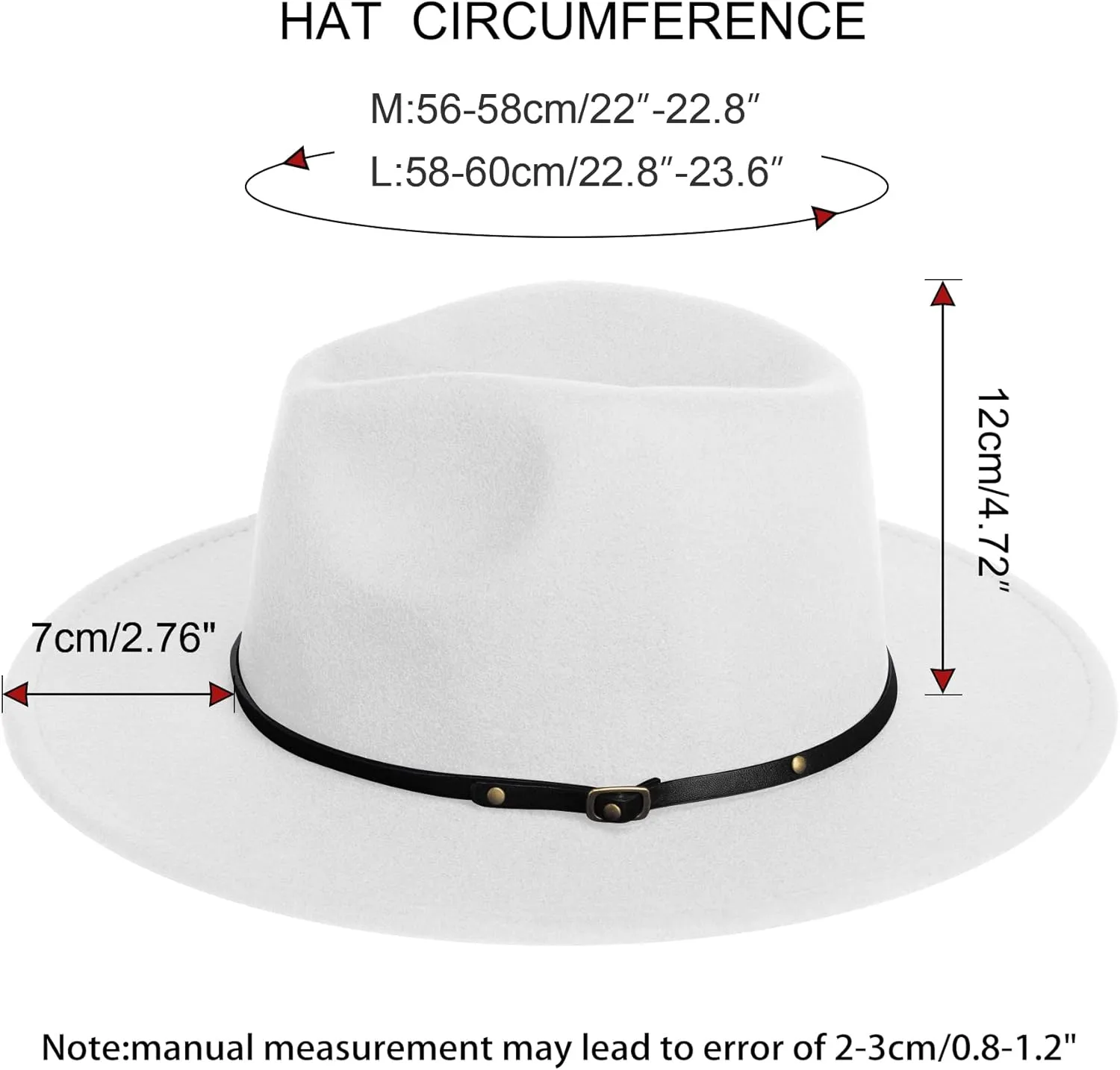 SAJUZEN Wide Brim Fedora Hats for Women Mens Felt Fedora Hats with Belt Buckle