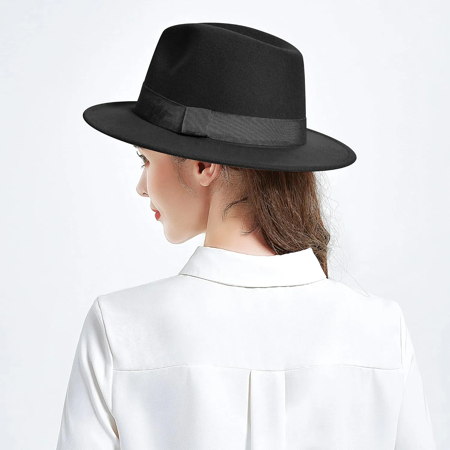 SAJUZEN Womens & Mens Fedora Hats, Wide Brim Fedora Hats for Women Men