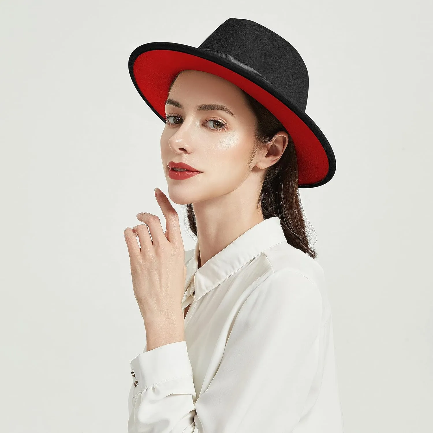 SAJUZEN Womens & Mens Fedora Hats, Wide Brim Fedora Hats for Women Men