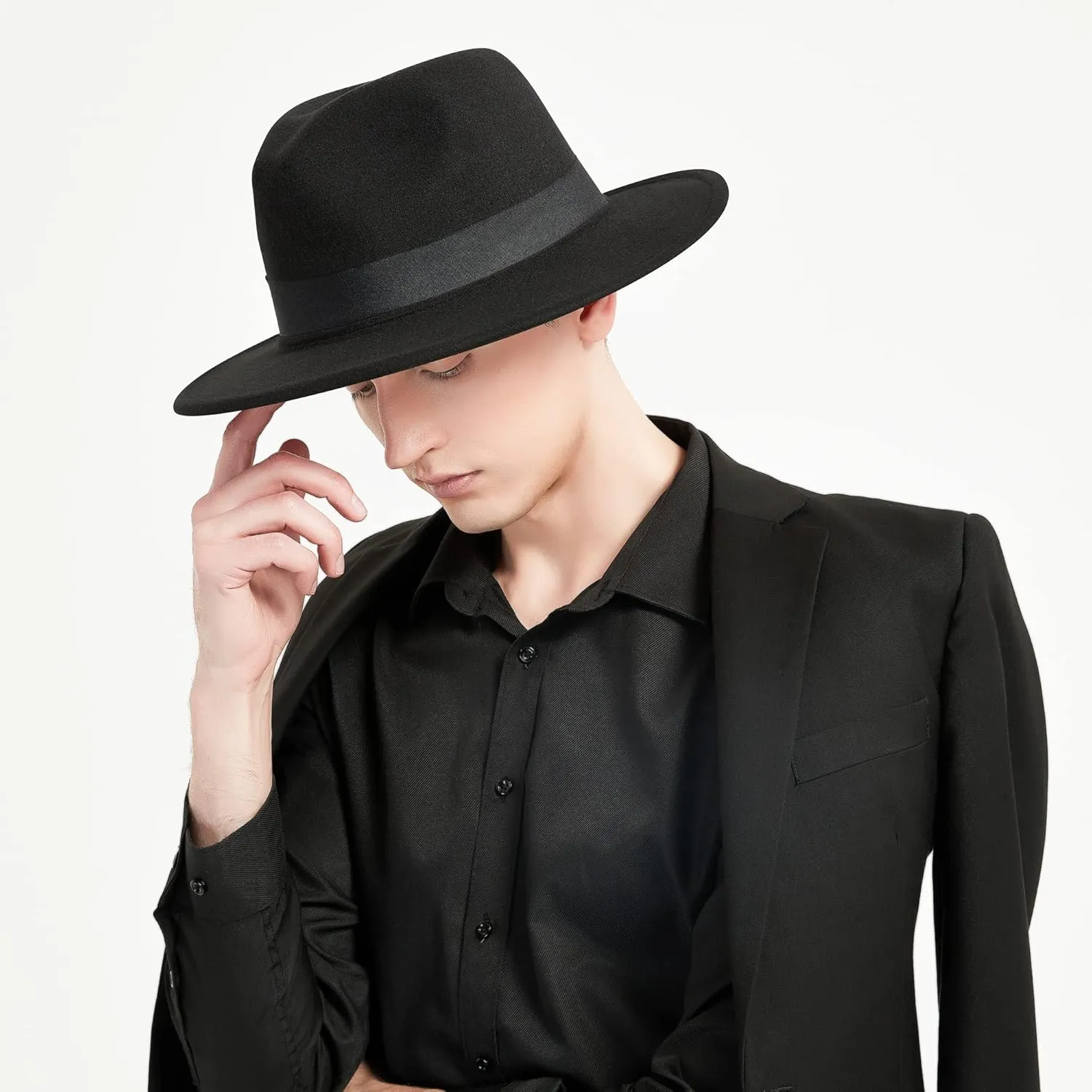SAJUZEN Womens & Mens Fedora Hats, Wide Brim Fedora Hats for Women Men