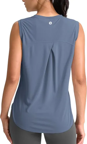 SANTINY Women's Sleeveless Workout Tops Breathable Lightweight Active Tennis Yoga Shirts Athletic Running Tank Tops for Women
