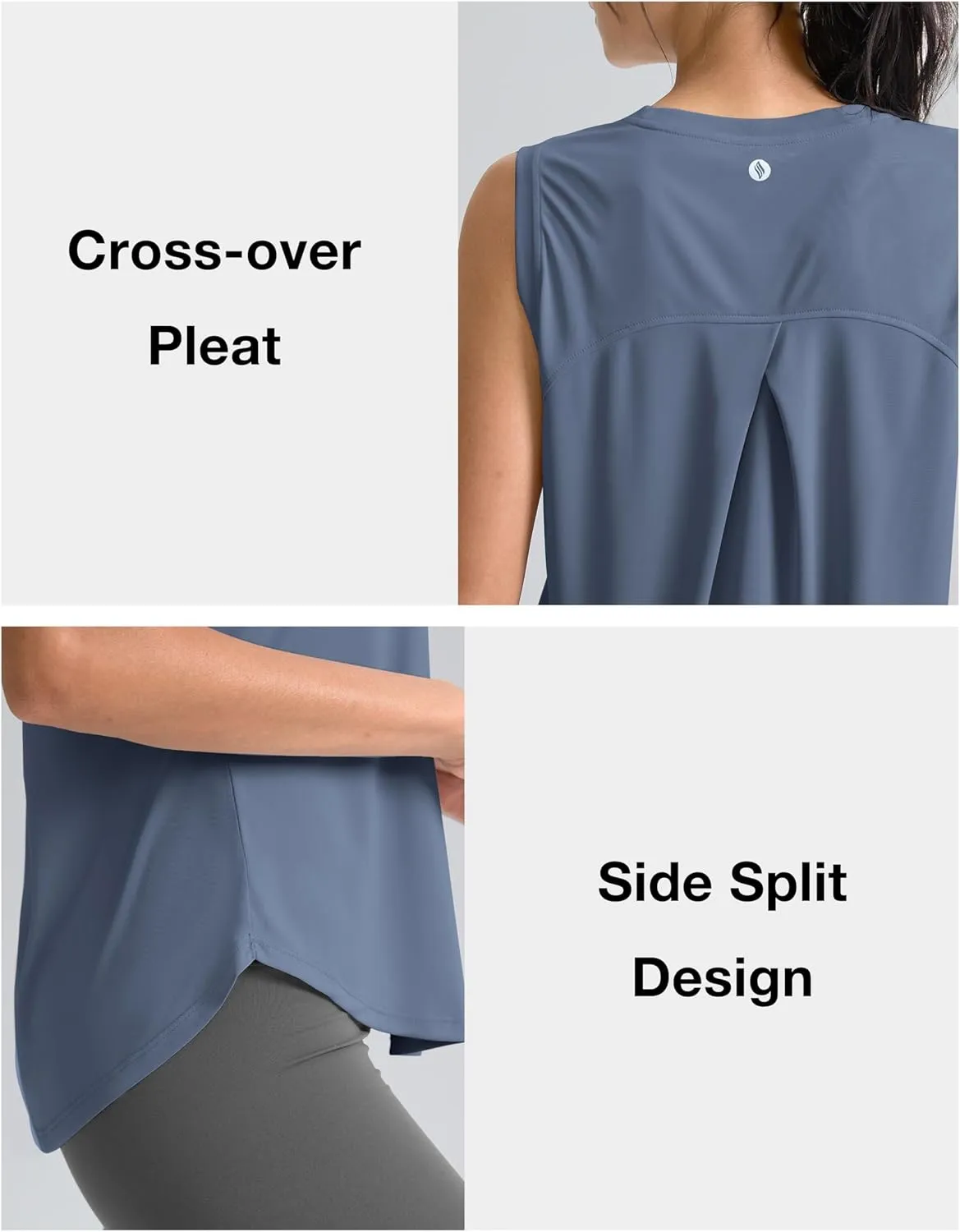 SANTINY Women's Sleeveless Workout Tops Breathable Lightweight Active Tennis Yoga Shirts Athletic Running Tank Tops for Women