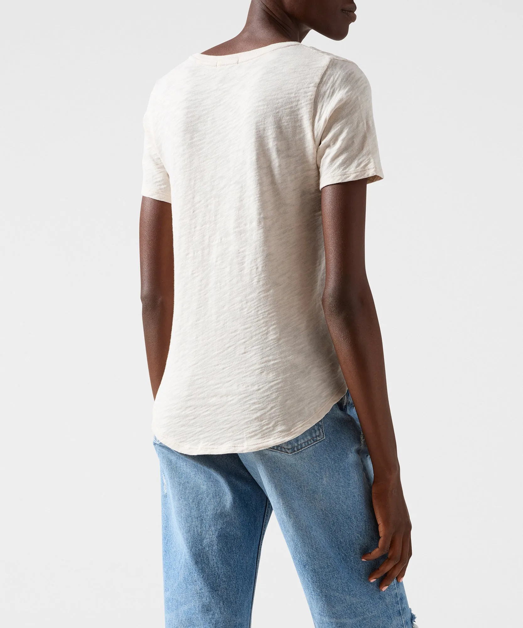 Slub Jersey Classic V-Neck Tee - Tan