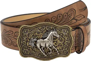 Verdusa Women's Vintage Western Leather Buckle Belt