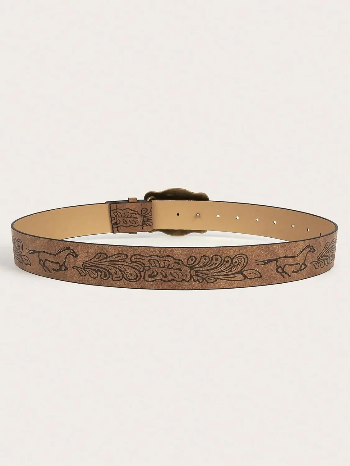 Verdusa Women's Vintage Western Leather Buckle Belt